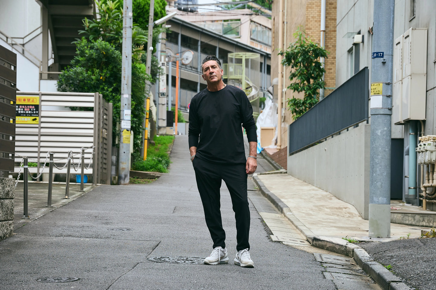 Stretch Tapered Pants Black
