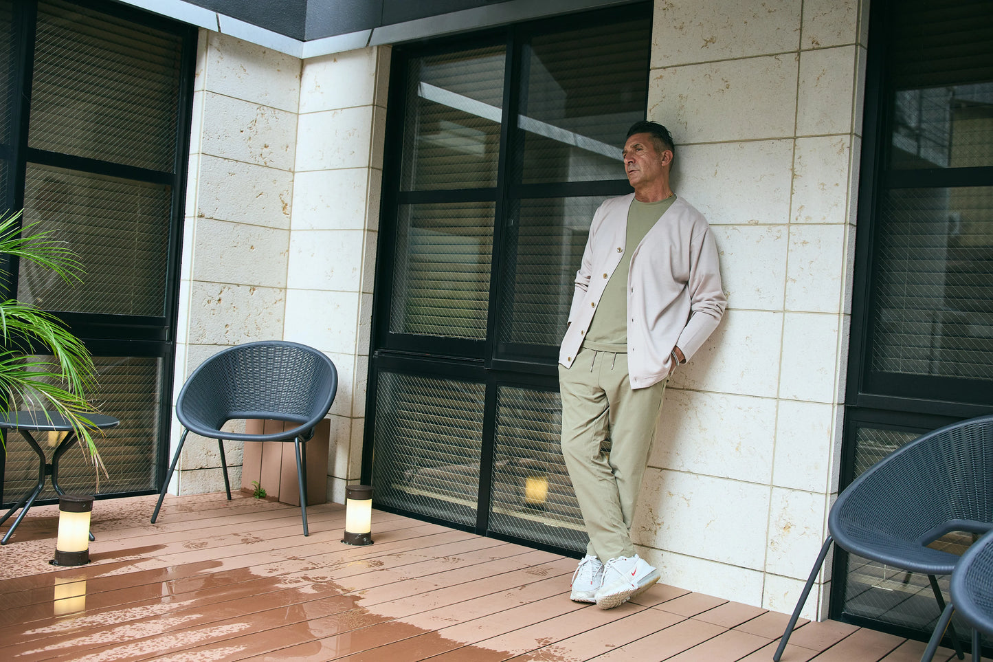 Stretch Tapered Pants Khaki