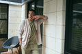 Stretch Tapered Pants Khaki