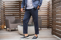 Stretch Pleated Pants Navy
