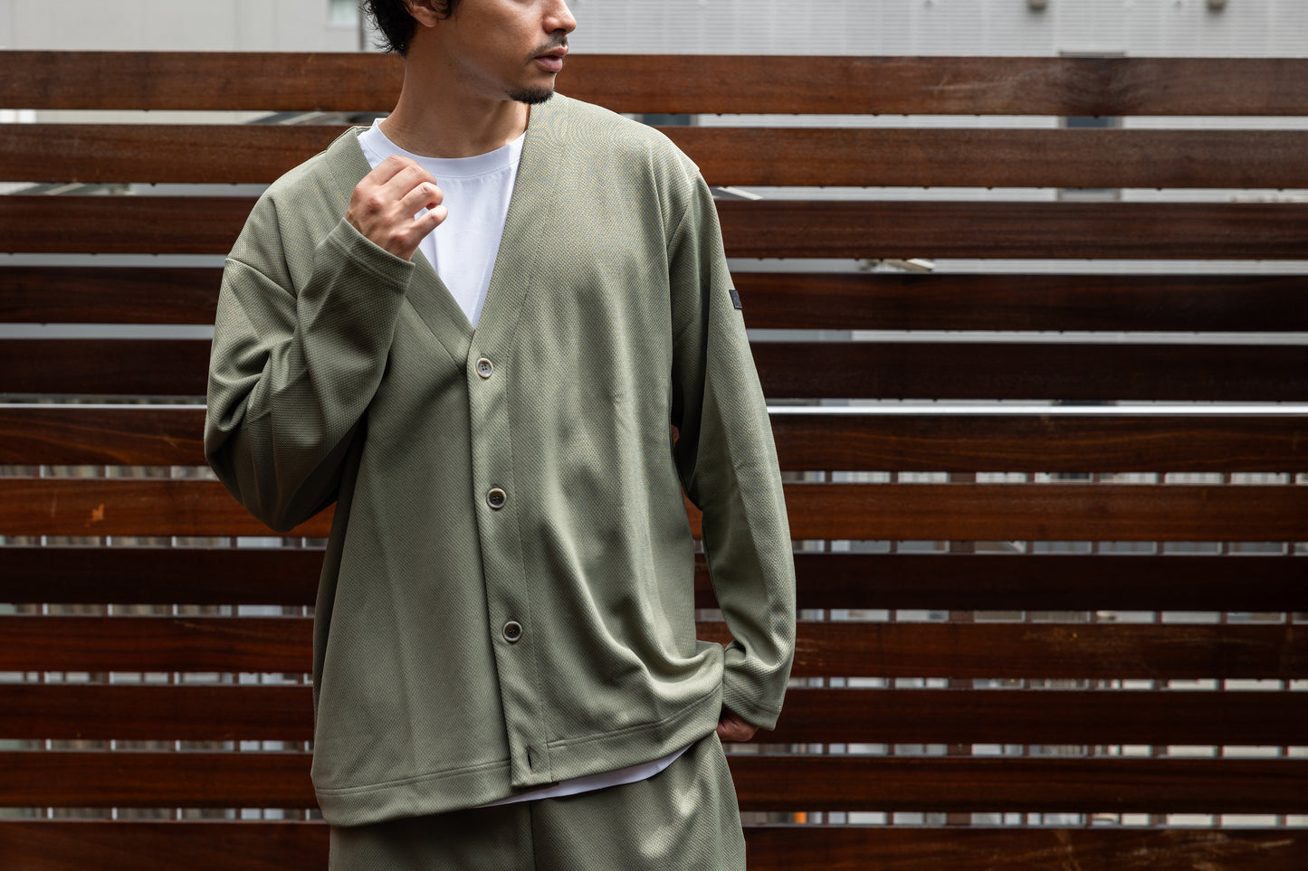 Mesh Cardigan Khaki