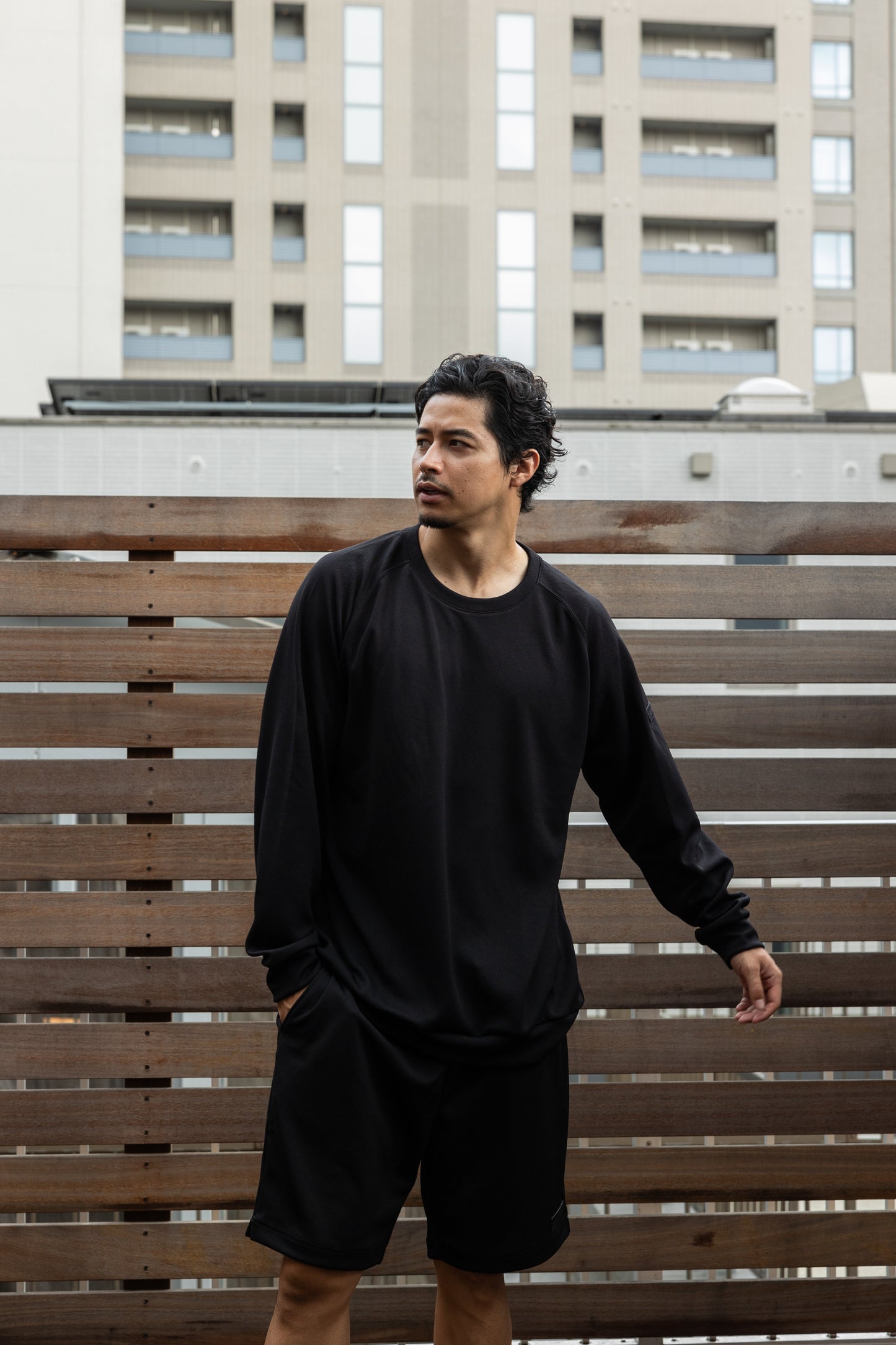 Mesh Long T-shirt Black