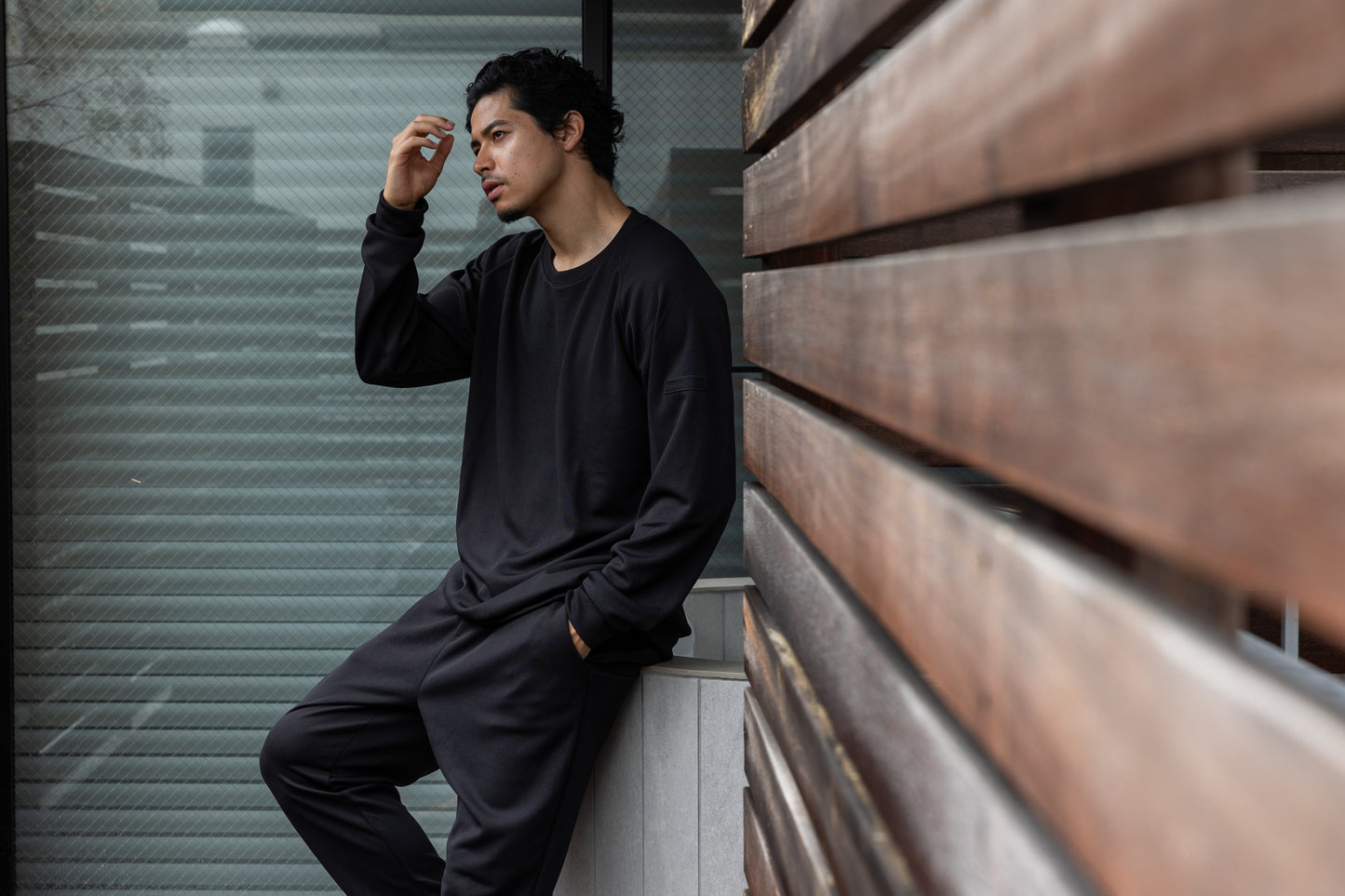 Mesh Long T-shirt Black