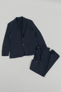 Stretch Pleated Pants Navy