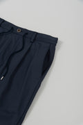 Stretch Pleated Pants Navy