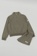 Ledies Pile Half Zip Pull over Khaki