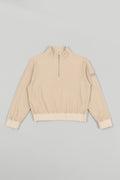 Ledies Pile Half Zip Pull over Beige