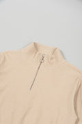Ledies Pile Half Zip Pull over Beige