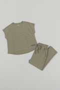Stretch Ledies Tapered Pants Khaki