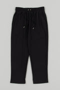 Stretch Ledies Tapered Pants Black