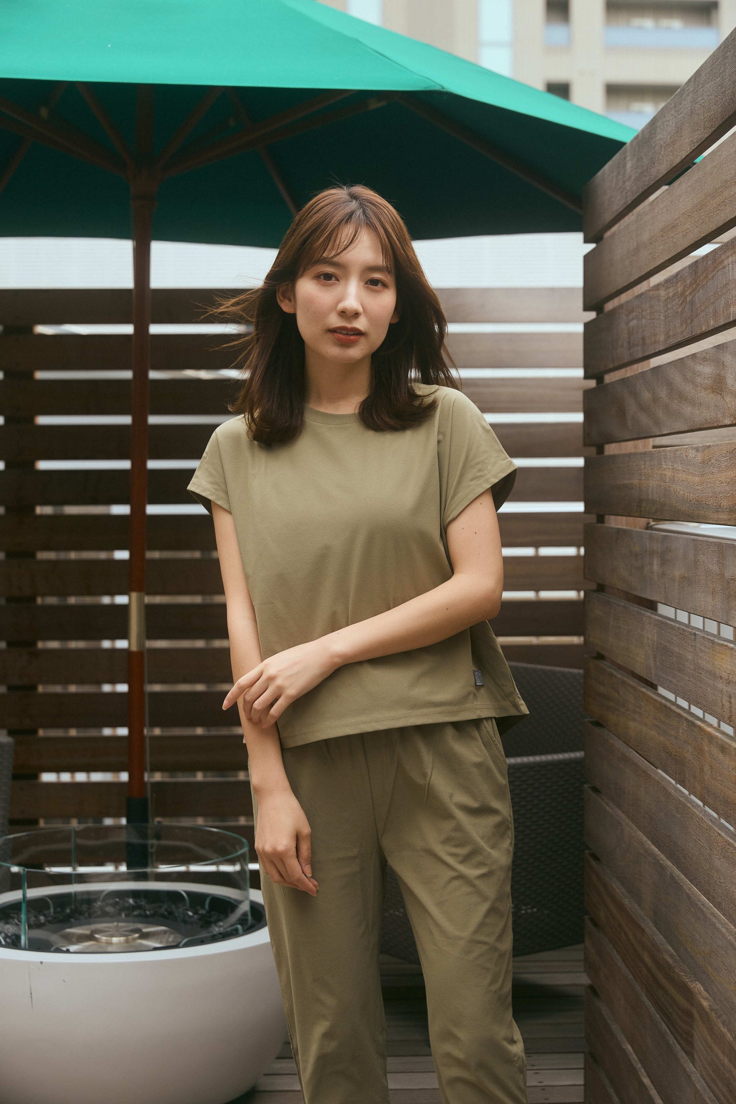 Stretch Ledies T-shirt Khaki