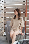 Pile Short Sleeve Pullover Beige