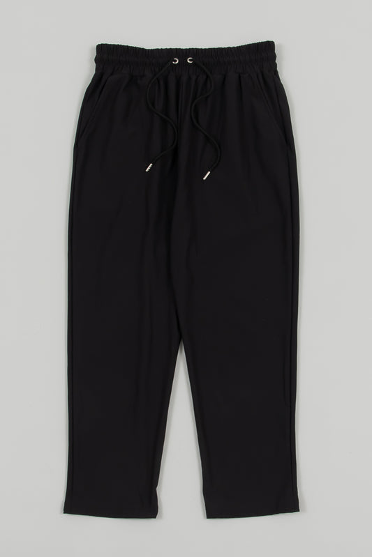 Stretch Ledies Tapered Pants Black